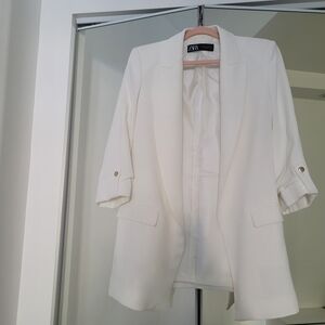 Zara Women's Cream Blazer with Button Detail